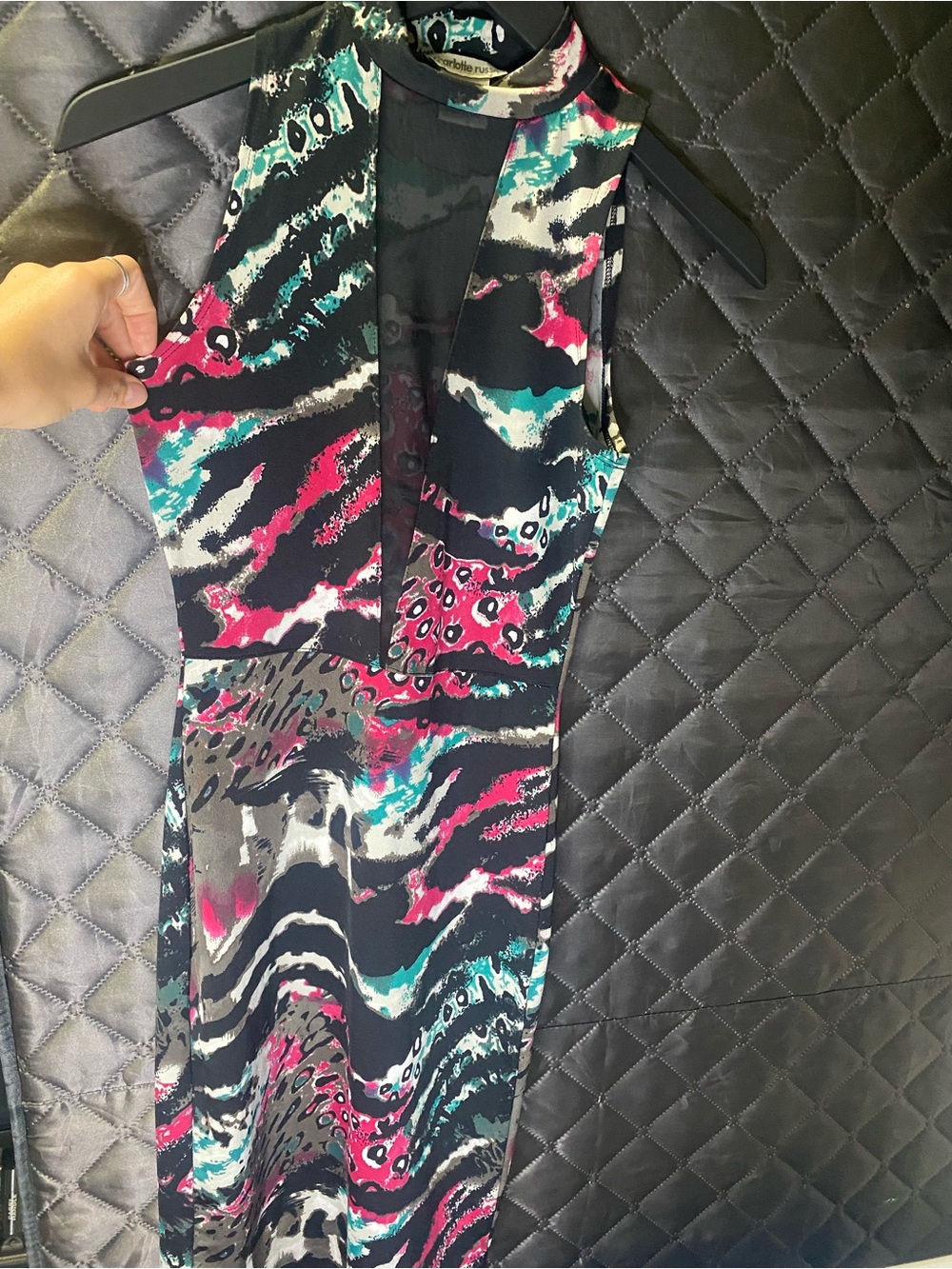 Charlotte Russe Abstract Neon Animal Print Plunge Halter Bodycon Dress xs